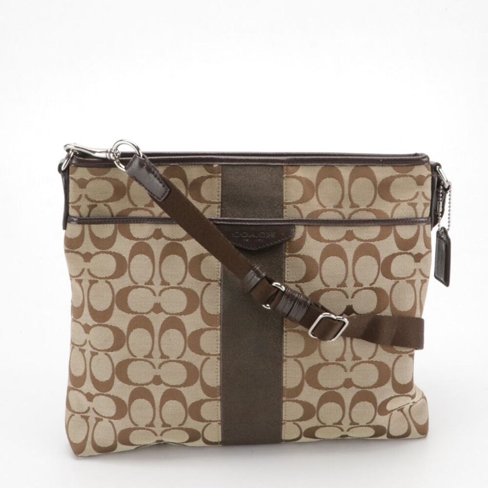 Coach Signature Stripe Crossbody Messenger Bag EUC